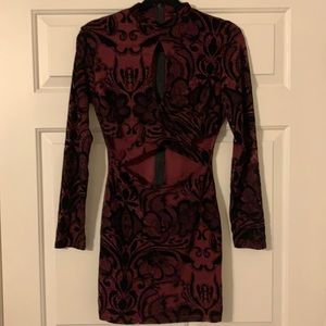Fashion Nova Mini Dress with Cutout Long Sleeve.